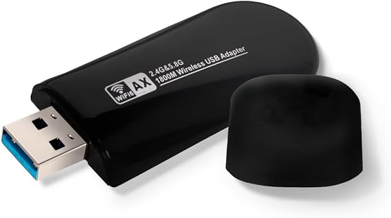 WiFi 6 USB Adapter for PC, AX1800 Dual Band 2.4GHz/5GHz USB 3.0 Wireless Network Adapter with Built-in Antenna, for Desktop & Laptop, Supports Windows 10/11