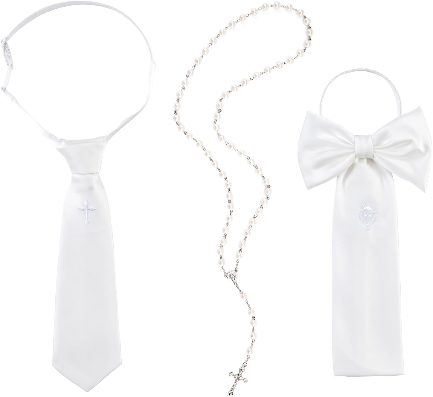 PARBEE Boys First Communion Tie with Cross, First Communion Arm Band with Chalice Boys Communion Accessories Set with Rosary