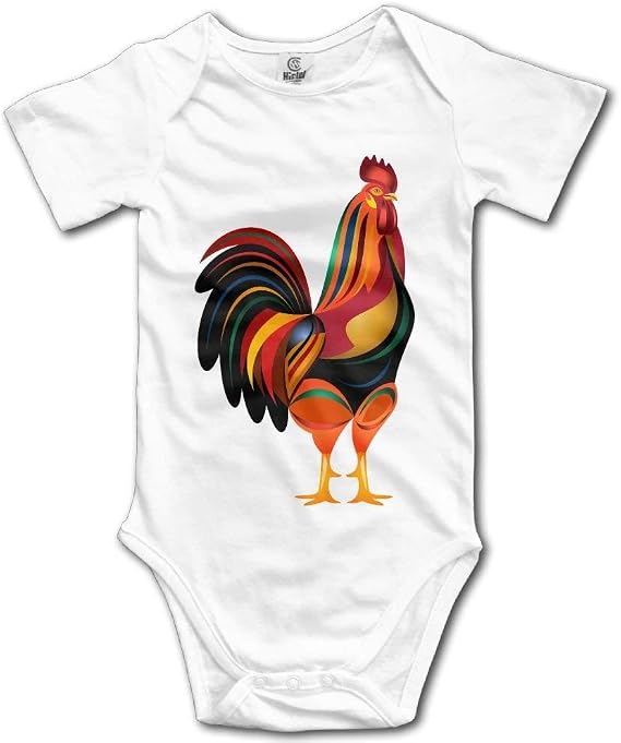 The Life Like Rooster Short Sleeves Baby Bodysuits Outfits Infant Clothes Romper White