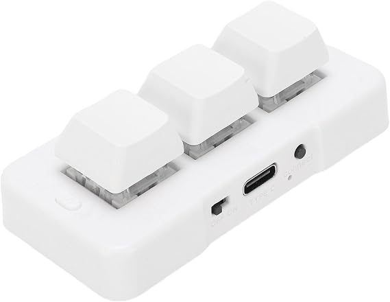 3 Keys Programmable Keypad, Customize Macro Mechanical Keyboard, USB Wired Mini Keypad, DIY Setup, for PC Gaming OSU Multimedia (White)