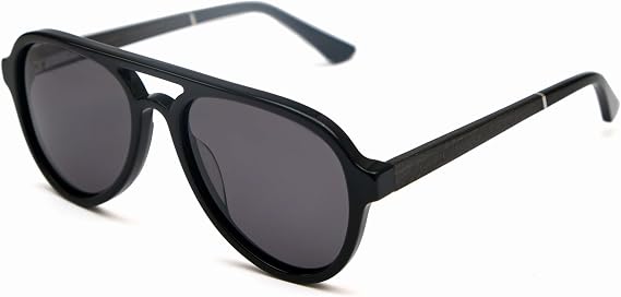Grip Polarized Lens Modern Vintage Aviator Sunglasses with Bamboo Temples for Women and Men