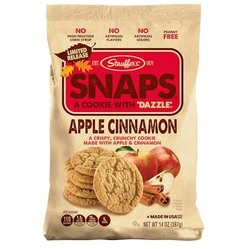 STAUFFERS Apple Cinnamon SNAPS Cookies - 14oz Bag - Apple Cinnamon Flavored Cookies with No High Fructose Corn Syrup, Artificial Flavors or Colors