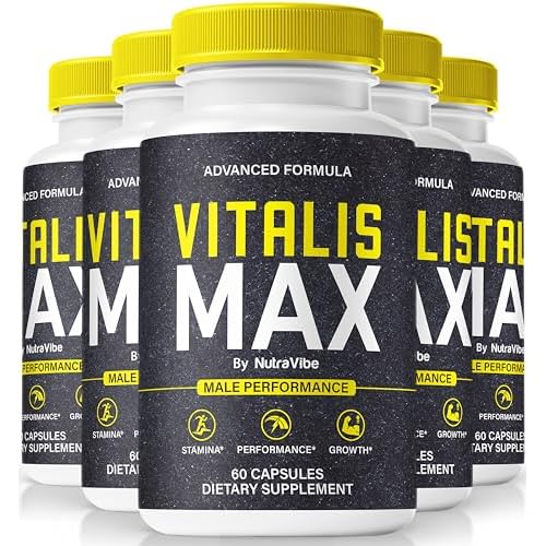 5 Pack Vitalis Max for Men, Official VitalisMax Male Capsules, All-Natural Formula to Support Peak Performance, Stamina, and Lasting Energy, Premium Easy-to-Swallow Pills, Review 300 Capsules