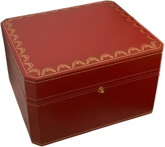 Single Watch Showcase Box Black Velvet Interior Red Exterior Presentation Chest Display Holder for Cartier Santos