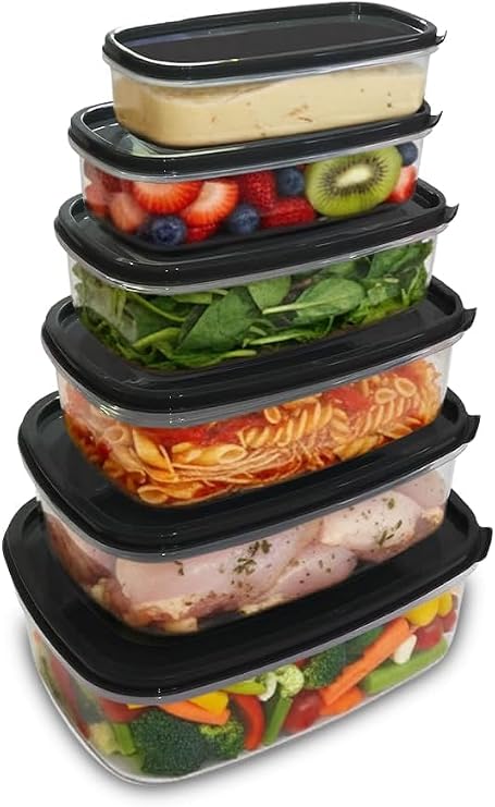 6-Piece Storage Container Set, Interlocking Containers, Picnic Box, Multi-Purpose Boxes, Microwave Compatible, Refrigerator Containers, BPA Free