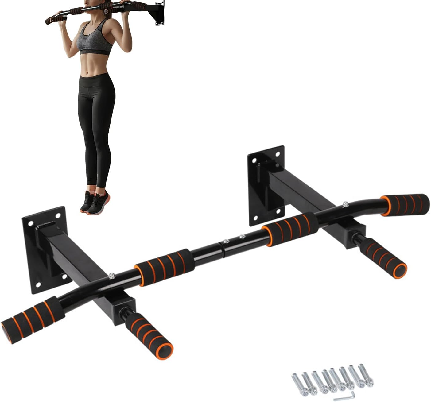 Wall Mounted Chin Up Bar, Dip Station Rack - Wall Mounted Chin Up Bar Dip Station - Home Gym Body Fitness Workout Indoor Use