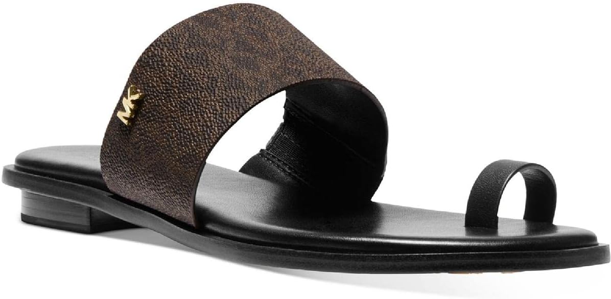Michael Kors August Flat Sandal Brown/Black 7.5 M