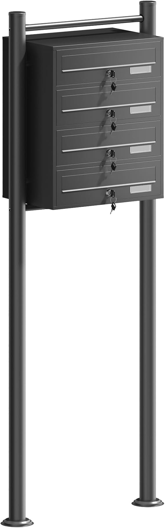 Mailbox System 4 Doors black Letterbox Postbox Pillar Letter Mail Post Box