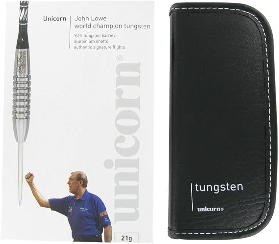 UNICORN Steel Tip Darts | John Lowe World Champion Purist Player Development Lab | 90% Natural & Golden Tungsten Barrels | 21g, 23g, 25g or 27g