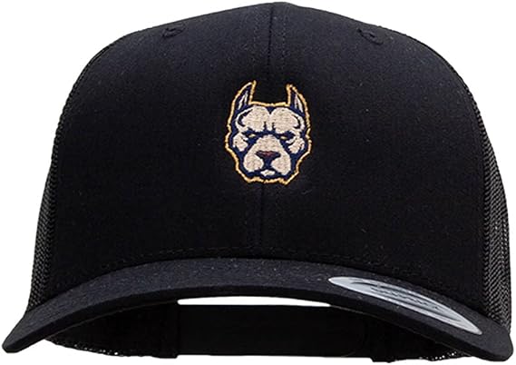 Pitbull Portrait Embroidered Retro Trucker Cap