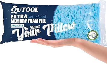 QUTOOL 0.44lb Bean Bag Chair Filler Premium Replacement Shredded Memory Foam Filling for Pillows Foam 1pack-Blue