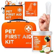 ARCA Pet Care Bundle - First Aid Kit and Ear Cleaner Wipes for Dogs, Essential Health and Hygiene Set