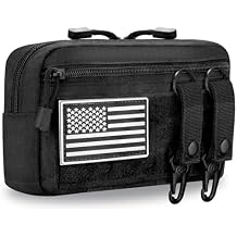 Tactical Molle Admin Pouch with 2 Keychains & US Flag Patch - Laser Cut EDC Modular Pouch for Outdoor, Survival, Daily Carry
