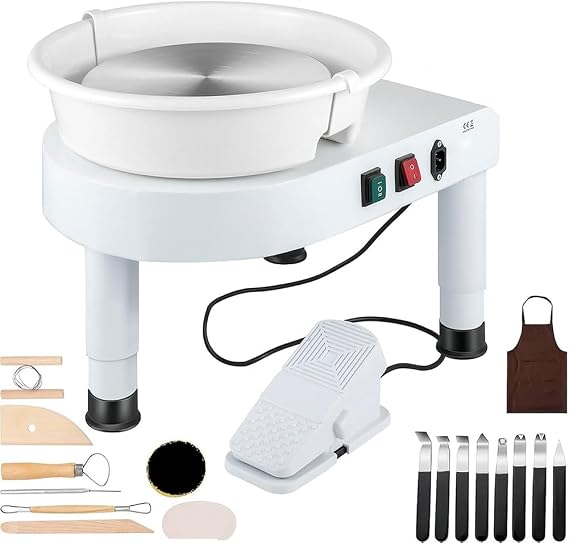 Adjustable Speed Electric Pottery Wheel with Foot Pedal - 14" Heavy Duty Pottery Clay Shaping Machine & Sculpting Tools for Artists and Pottery Enthusiasts
