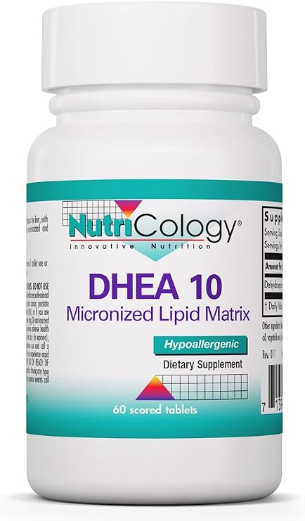 Nutricology DHEA 10 mg - Micronized Lipid Matrix Tablets - Hormone & Endocrine Support - Enhanced Absorption Formula - Hypoallergenic - 60 Servings - 60 Tablets