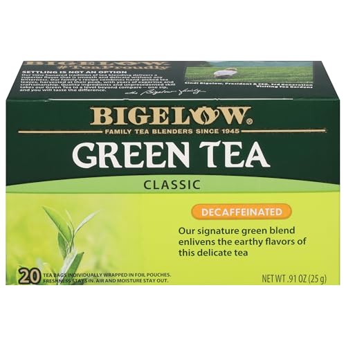 Bigelow Tea Classic Green Tea Decaffeinated, 20 Total Tea Bags Pack of 1