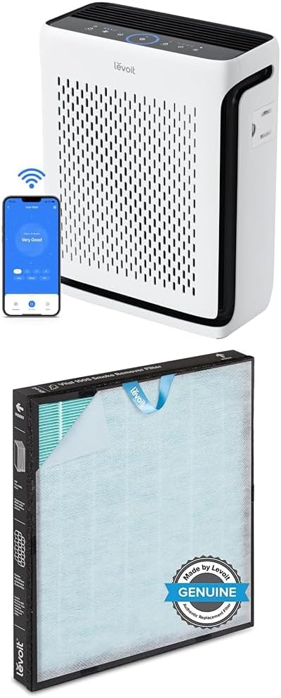 Bundle of LEVOIT Air Purifiers Vital 100S-P, White + LEVOIT Vital 100S Smoke Remover Air Purifier Replacement