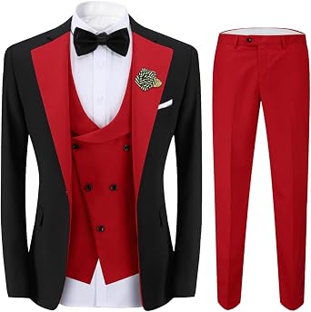 Cloudstyle Mens 3 Piece Suit Single Breasted Vest Jacket Pants Sets