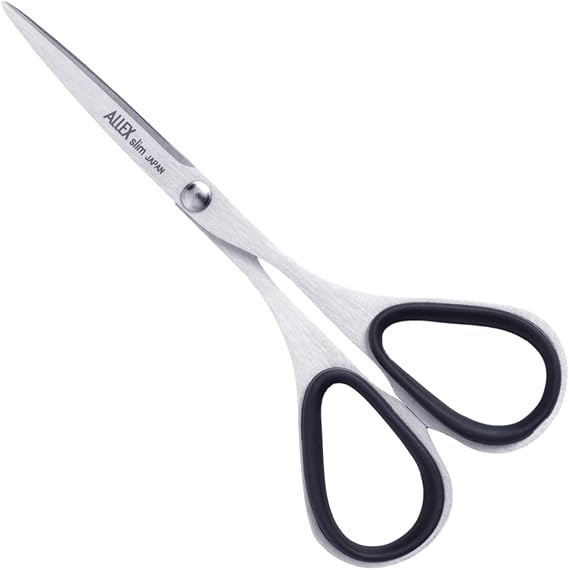 ALLEX Mini Skinny Scissors for Office 3.9", All Purpose Slim & Thin Low Profile Scissors, Made in JAPAN, All Metal Sharp Japanese Stainless Steel Blade with Non-Slip Soft Ring, Black