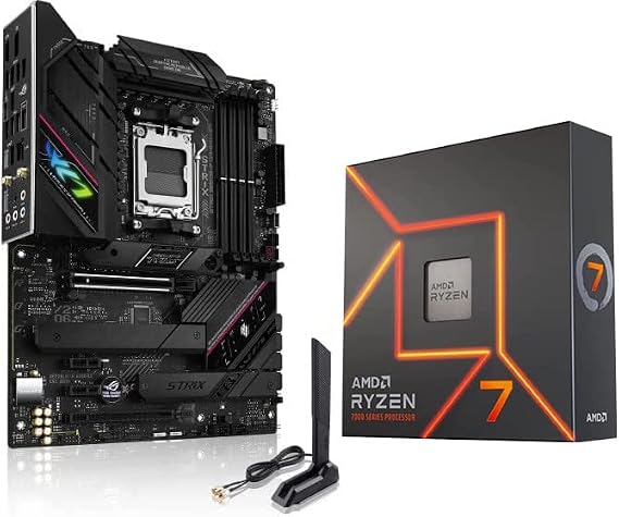 INLAND Micro Center AMD Ryzen 7 7700X 8-Core 16-Thread 5.4 GHz Unlocked Desktop Processor Bundle with ROG Strix B650E-F Gaming WiFi AM5 (LGA1718) Ryzen 7000 Gaming Motherboard(DDR5, PCIe 5.0)
