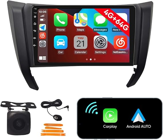 [4G 64G] Android Car Stereo FM Radio Carplay Android Auto 9" Touchscreen Headunit Media Player with Backup Camera for Niss an Navara/ Np300/ Frontier 2017 2018 2019 2020 2021