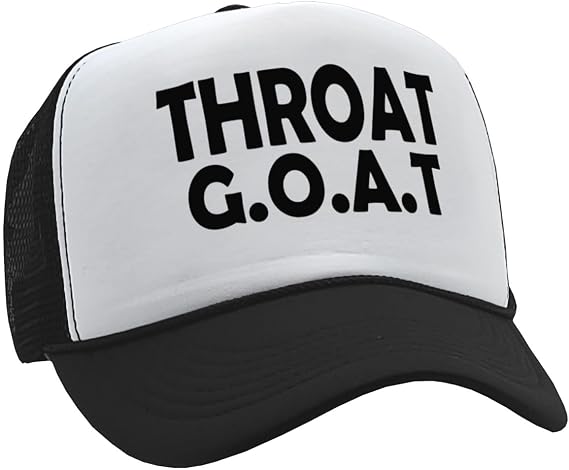 Guacamole Throat G.O.A.T Hilarious Adjustable Unisex Snap Back Trucker Hat Mens Womens Funny Crude Adult Comedy Cap (US, Alpha, One Size, Black)