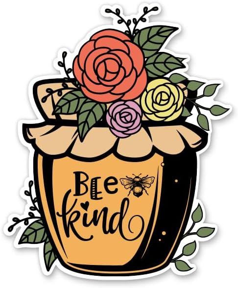 Bee Kind Stickers - 2 Pack - Waterproof Vinyl for Car, Phone, Water Bottle, Laptop - Honey Pot Cute Positive Decals (2-Pack)
