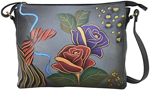 Anna by Anuschka Womens Hand-painted Womens Genuine Leather Slim Medium Crossbody