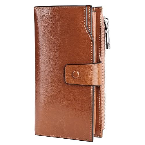 YALUXE Womens Genuine Leather Wallet RFID Blocking Multi Card Holder with Cell Phone Pocket Mothers Day Gifts