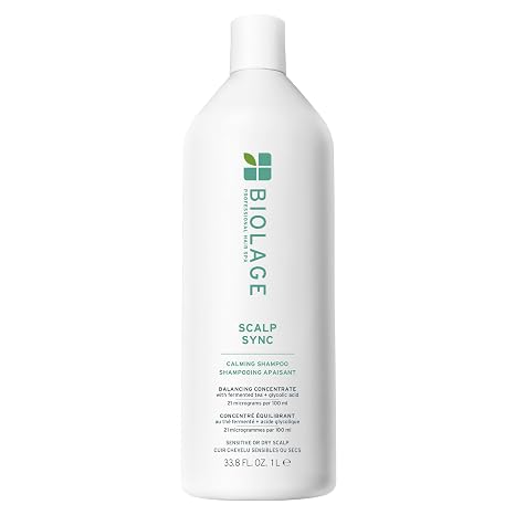 Biolage Scalp Sync Calming Shampoo For Sensitive Scalps | Fermented tea blend, glycolic acid, vegan, paraben-free, gently cleanses, hydrates, soothes