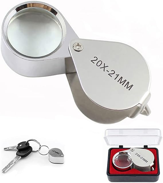 Mini Folding Magnifier 20x 21mm Jewelers Eye Magnifying Glass Magnifier Pocket Handheld Tools Portable Magnifying Glass