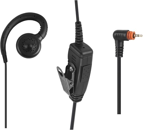 Swivel Earpiece 2.5mm Slim Plug Single Pin Headset Mic Inline PTT Surv Curve Ear Piece for Motorola SL300 SL7550 TLK100 SL7580e SL7590e SL3500e SL1k SL1m C Shape OEM for PMLN7189 PMLN7189a