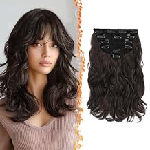 BARSDAR Straight Hair Bun + Short Wavy Clip in Hair Extensions -Dark Brown