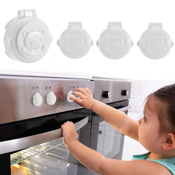 4Pcs Children Safety Button Security Lock Child Proof Car Computer Washing Machine Dryer Dishwasher Stove Key Start Button Protection Cover Baby Safety Lock Pressing Device with Adhesive Installation