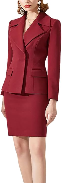 Women's Formal Work Suits Set 2 Pieces Office Business Skirt Suits Set