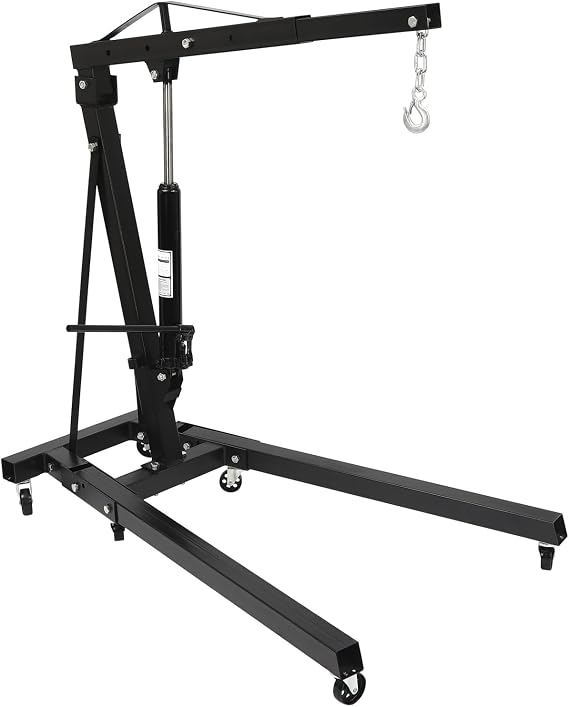 2 Ton Folding Engine Hoist, Heavey Duty Engine Motor Hoist, Folding Engine Lift with 4 Adjustable Positions, Folding Hydraulic Engine Crane, Hydraulic Tilting Engine Shop Crane, 2 Packages