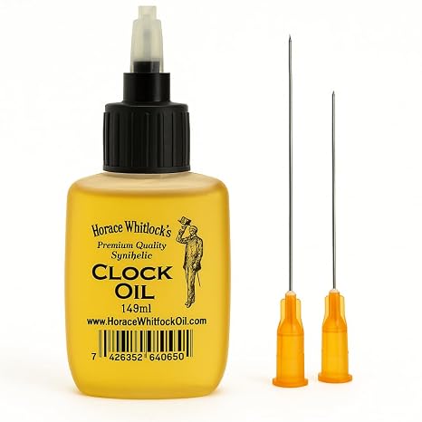 Clock Oil for Mechanical Clocks Premium Synthetic Formula with Dual Precision Needle Applicator Horace Whitlock Wont Gum or Run 15ml Bottle