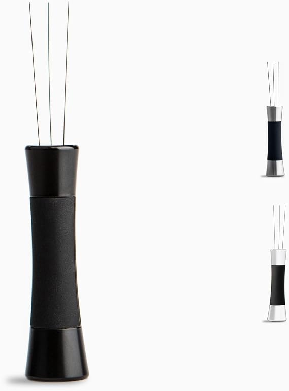 CREMA Coffee Products Weiss Distribution Technique (WDT) Tool | Even Coffee Ground Distribution for Better Extraction | Stainless Steel with Silicone Grip | Includes 6 Pins & Storage Vault | Black
