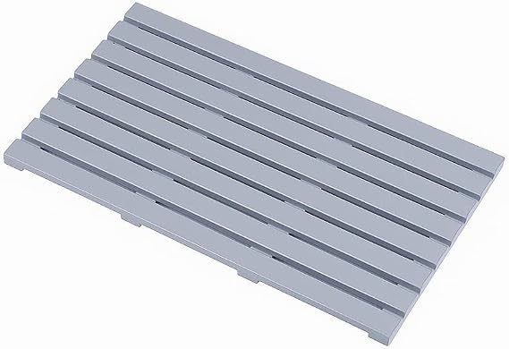 Bamboo Floor and Shower Bath Mat Bamboo Bath Mat Bathroom shower mat Wooden Shower bath Mat with Anti Slip Rubber Feet Non-slip Floor Mats for Bathroom/Outdoor Shower & Spa.(60 x 35cm) (Grey)