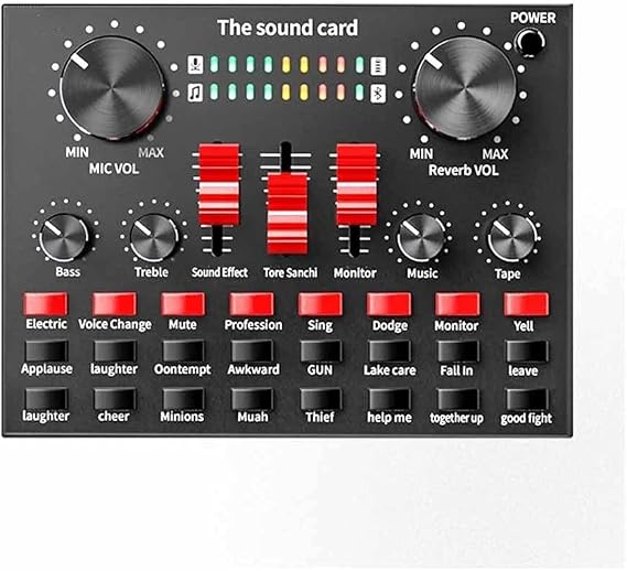 Professional Live Streaming Sound Card USB Audio Interface Mixer DJ Sound for Recording Microphone Guitar