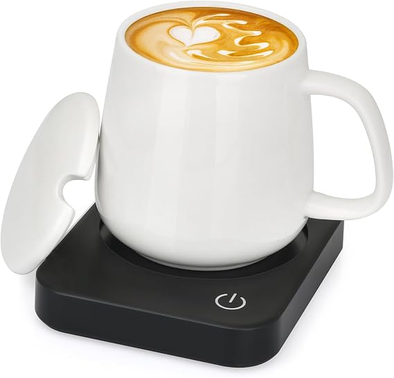 VOBAGA Mug Warmer Set for Desk, Coffee Gift with 15 oz Ceramic Mug