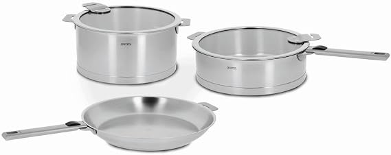Cristel Strate 18/10 Stainless Steel 7 Piece Cookware Set with Removable Handles