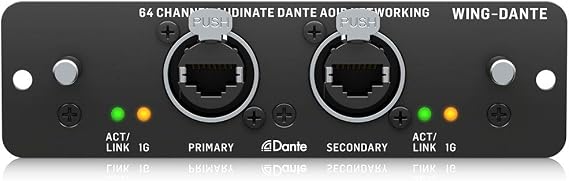 Behringer WING-DANTE WING Expansion Card for 64x64 Channel Audinate Dante AoIP Networking