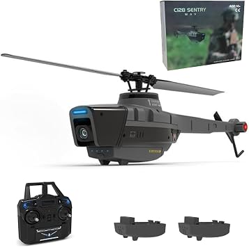Hanll C128 Scout RC Helicopter with 1080P Camera 2.4GHz 4CH AI-Controlled Remote Control Helicopter with 6-Axis Gyro, Optical Flow & Altitude Hold (RTF, 2 Batteries)
