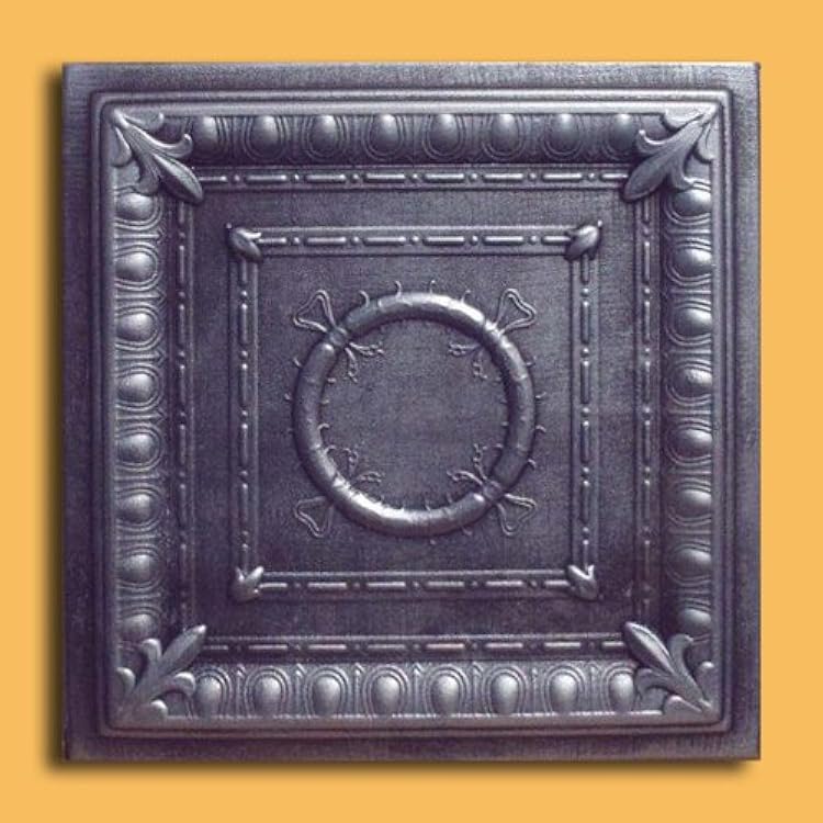 Ancona Silver Black Foam Ceiling Tile - Decorative Ceiling Tile Easy Glue up DIY