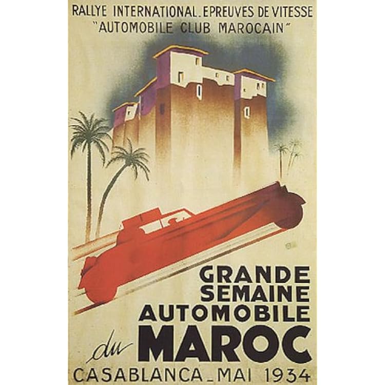 WONDERFULITEMS Automobile CAR Week Maroc Morocco Casablanca 1934 Vintage Poster REPRO