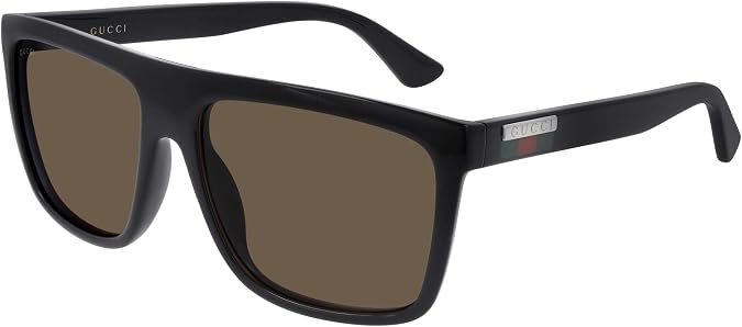 GUCCI Men's GG0748S Sunglasses, Black-Black-Brown, 59