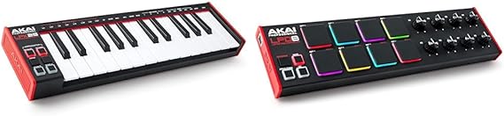 Beat Maker Bundle - AKAI Professional LPK25 and LPD8 - USB MIDI Keyboard with 25 Synth Keys and USB MIDI Controller with 8 Responsive RGB MPC Drum Pads, with Music Production Software
