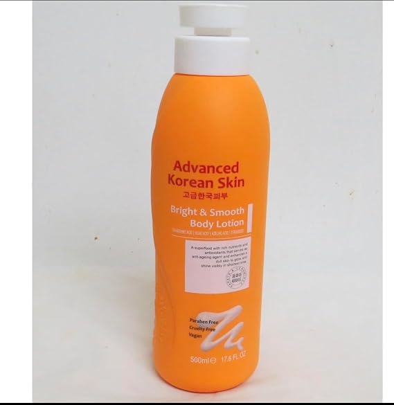 Advanced Korean Skin Bright & Smooth Body Lotion, Paraben Free, Vegan, 17.6 FL OZ