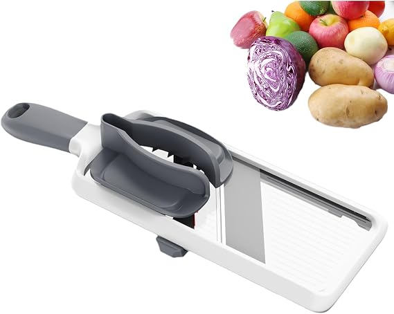 Handheld Mandoline Vegetable Slicer, Adjustable 3 Thickness, Multi-Functional Vegetable Chopper for Onion, Potato, Cabbage, Salad & Cheese, Stainless Steel Essential Kitchen Gadget